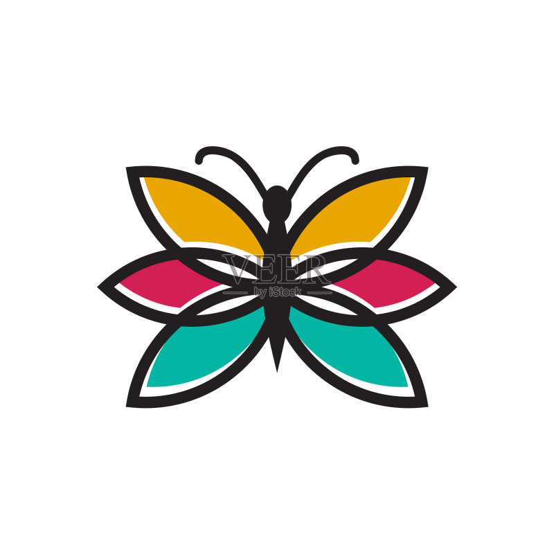 蝴蝶动物Logo设计模板图标素材