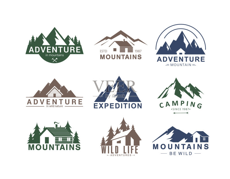 扁平风格山峰Logo合集图标素材