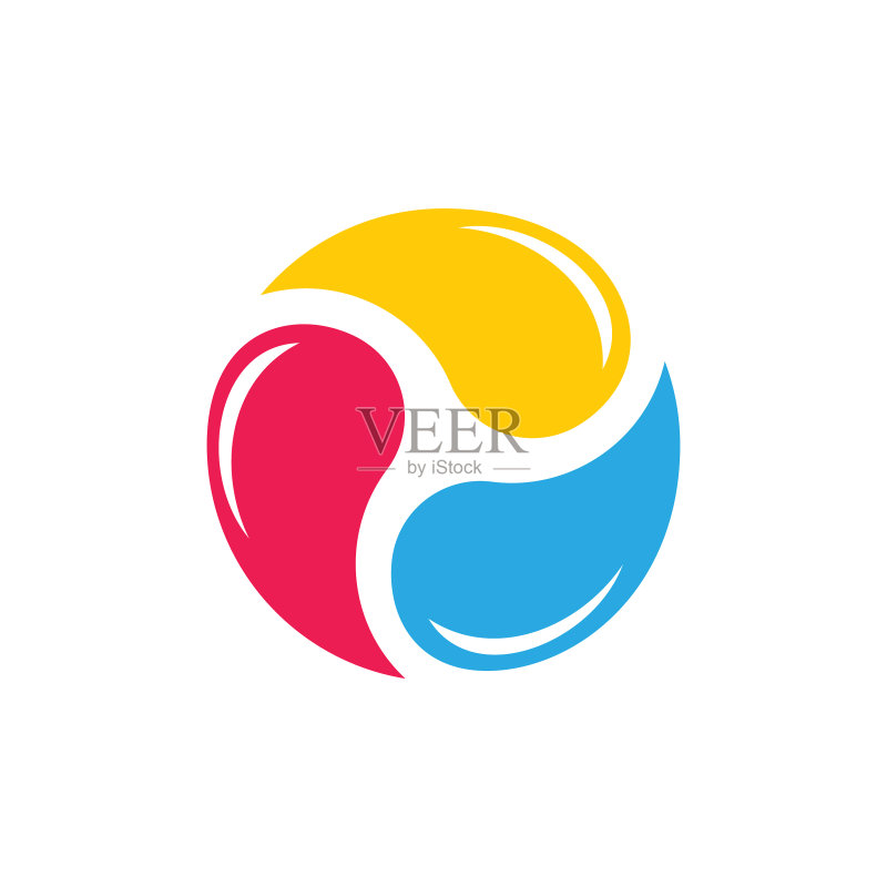 彩色水彩圆形旋转Logo图标素材