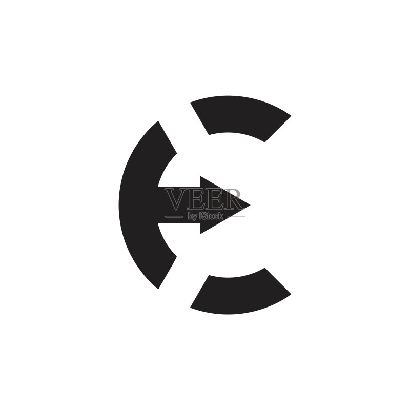 字母E几何箭头logo图标素材