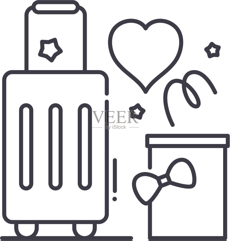 线性隔离的蜜月旅行图标图标素材
