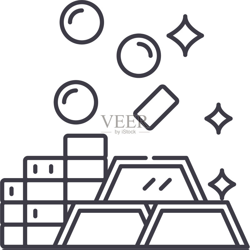 金色线性图标细线图标素材