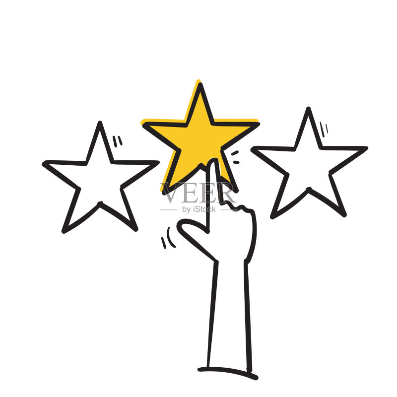 手绘手指点击星星图标符号图标素材