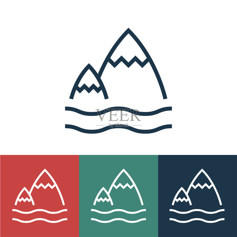 海边山脉线条图标图标素材