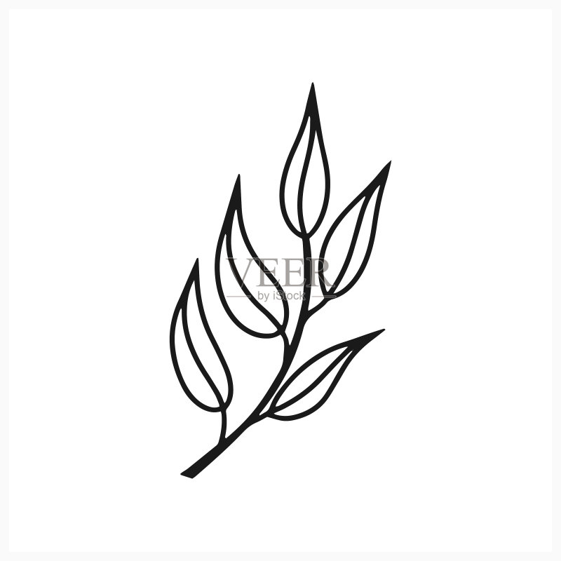 白色背景上的树叶涂鸦图标图标素材