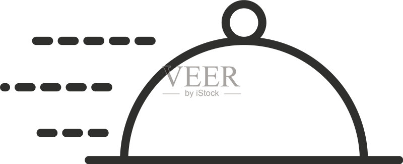 快速配送服务:食品餐厅线条样式图标素材