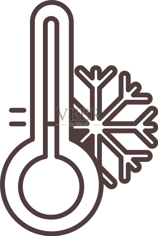 冬季雪花寒冷气温线条图标素材