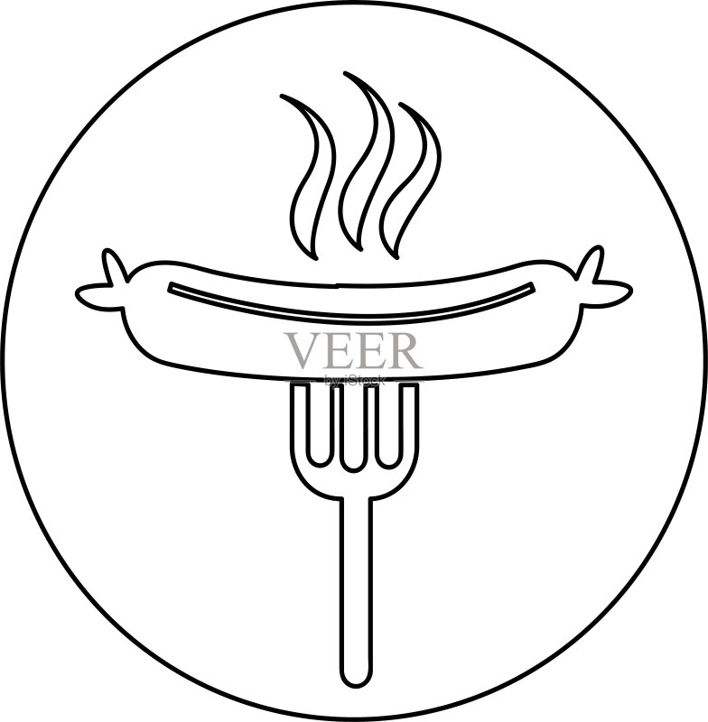 烤香肠和叉子图标图标素材
