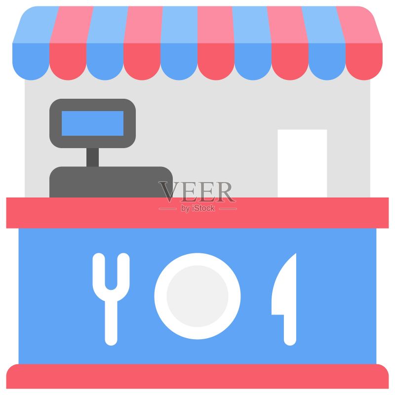 食品摊位图标,与超市和购物中心相关的矢量图标素材