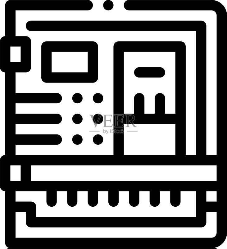 带端口的黑色电脑系统图标图标素材