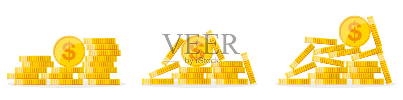 堆叠的硬币组合,已隔离图标素材