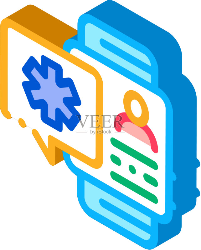 智能手表健康诊断2.5D图标图标素材