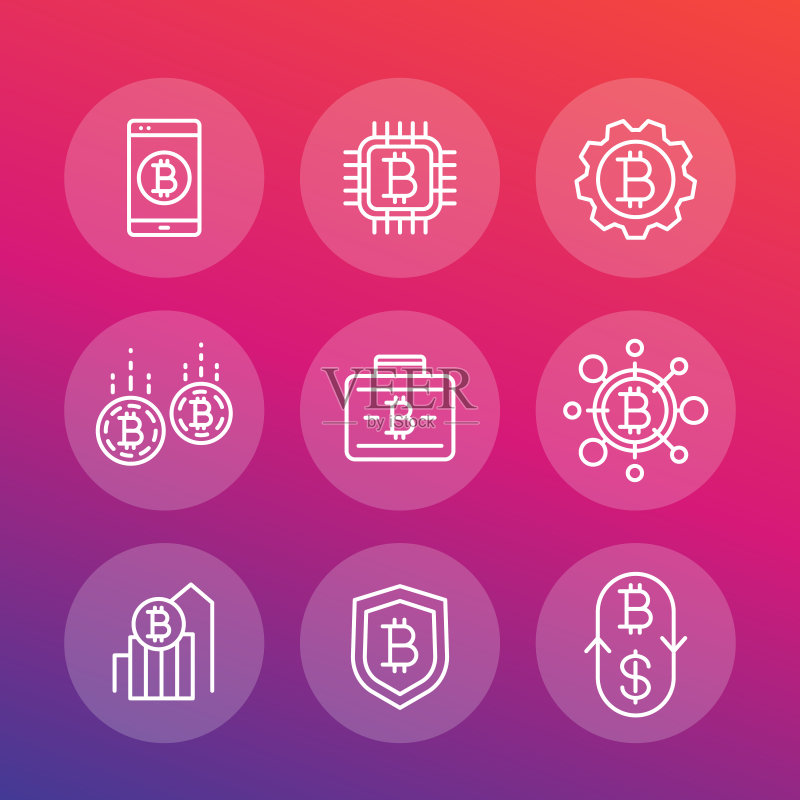 比特币投资支付线性图标图标素材