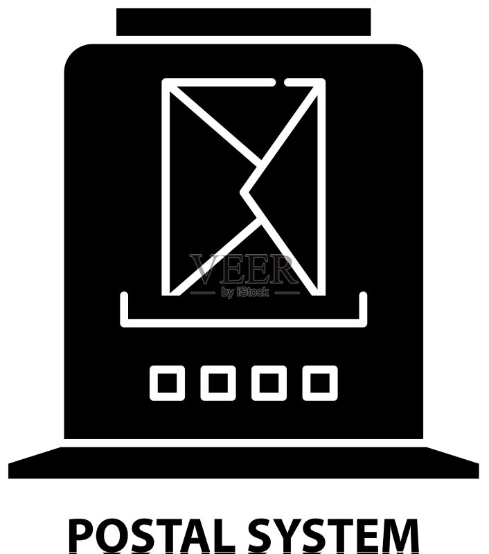 带有黑色标志的邮政系统图标图标素材
