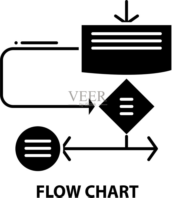 带有可编辑流程图图标黑色标志图标素材