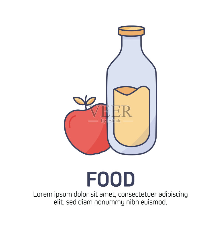 现代扁平风格美食图标概念图标素材