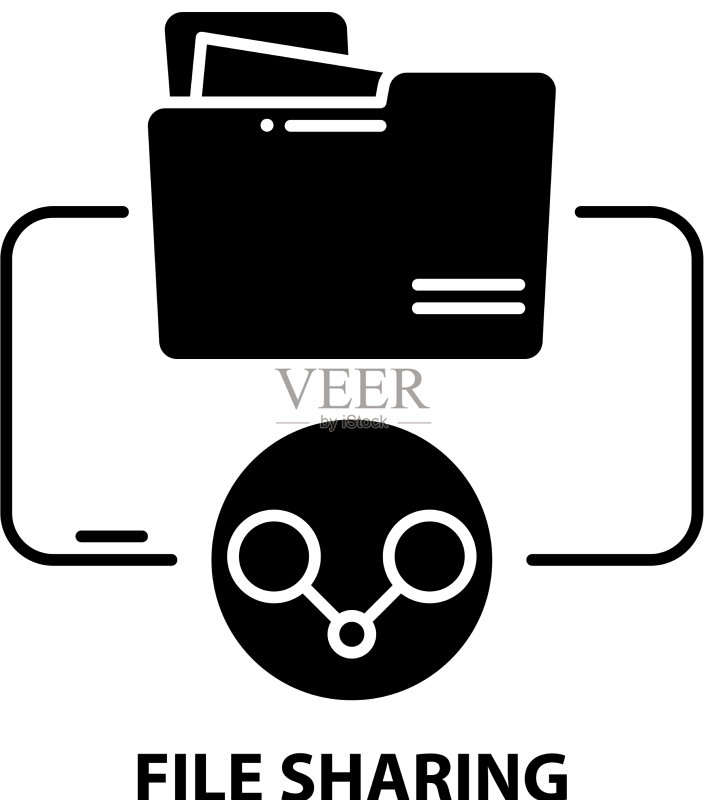 带可编辑的文件共享黑色图标图标素材