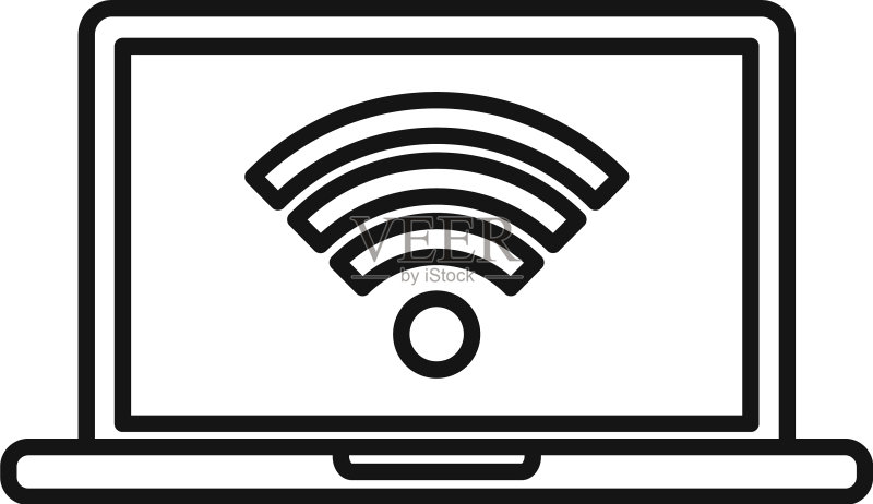 客房服务笔记本电脑WIFI图标轮廓样式图标素材