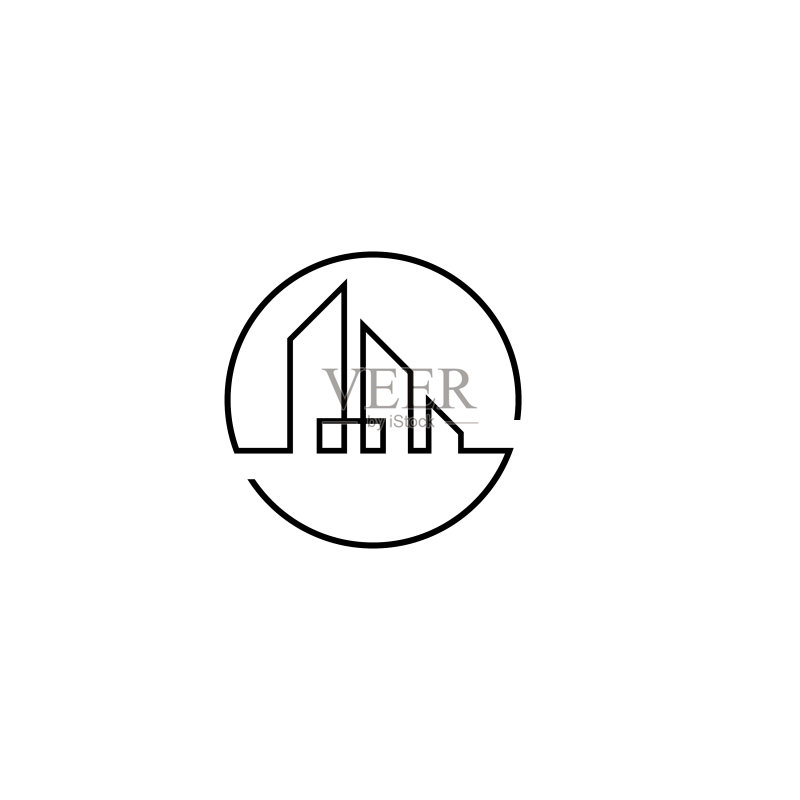 现代线条艺术城市Logo模板图标素材