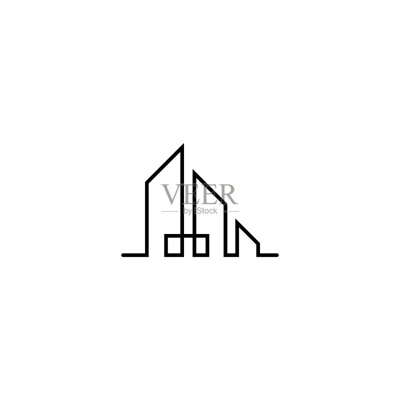现代线条艺术城市Logo模板图标素材