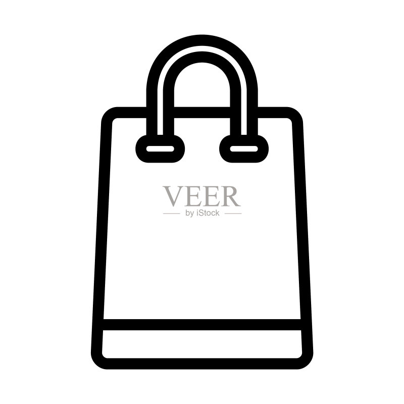线条风格购物袋图标,适用于任何项目图标素材