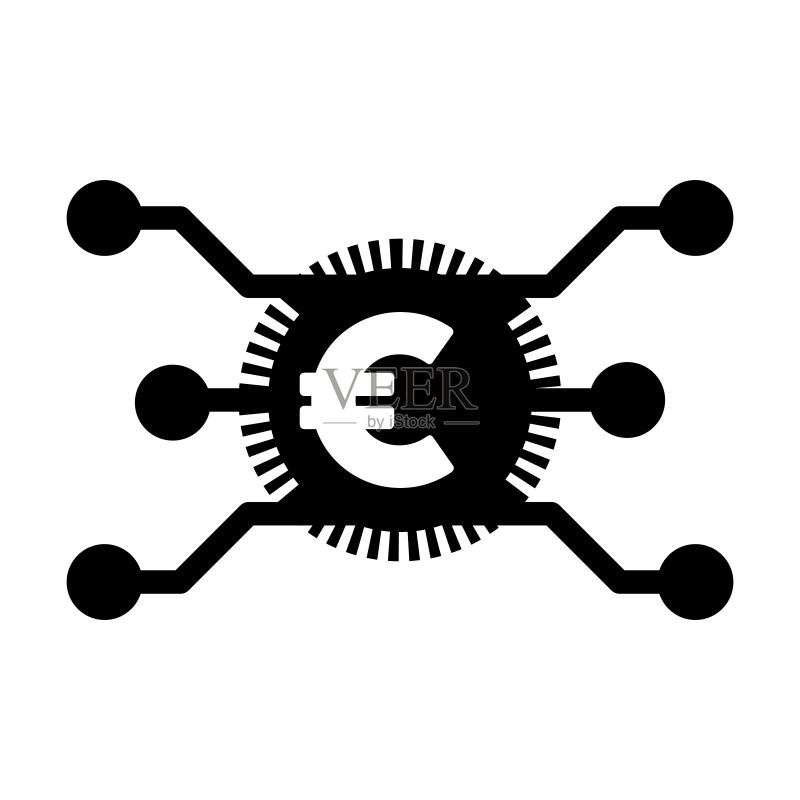 数字欧元货币图标矢量符号图标素材
