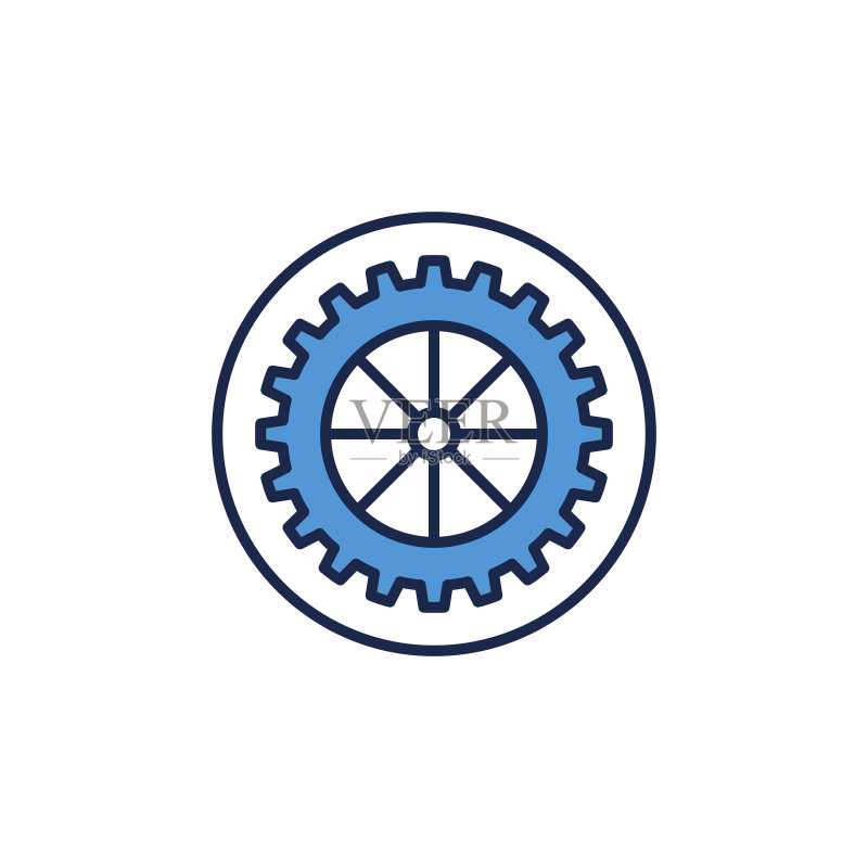 圆形蓝色齿轮概念图标或logo图标素材