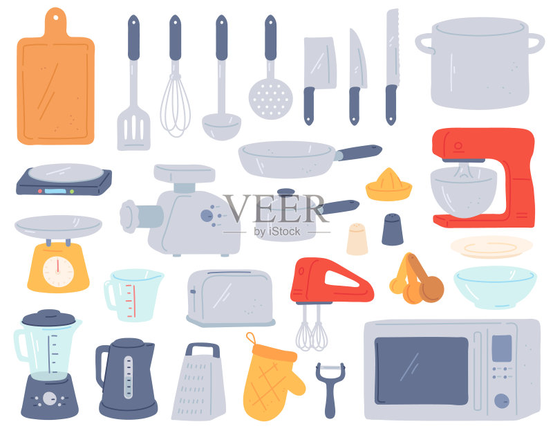 厨房工具烹饪用具和电器图标素材