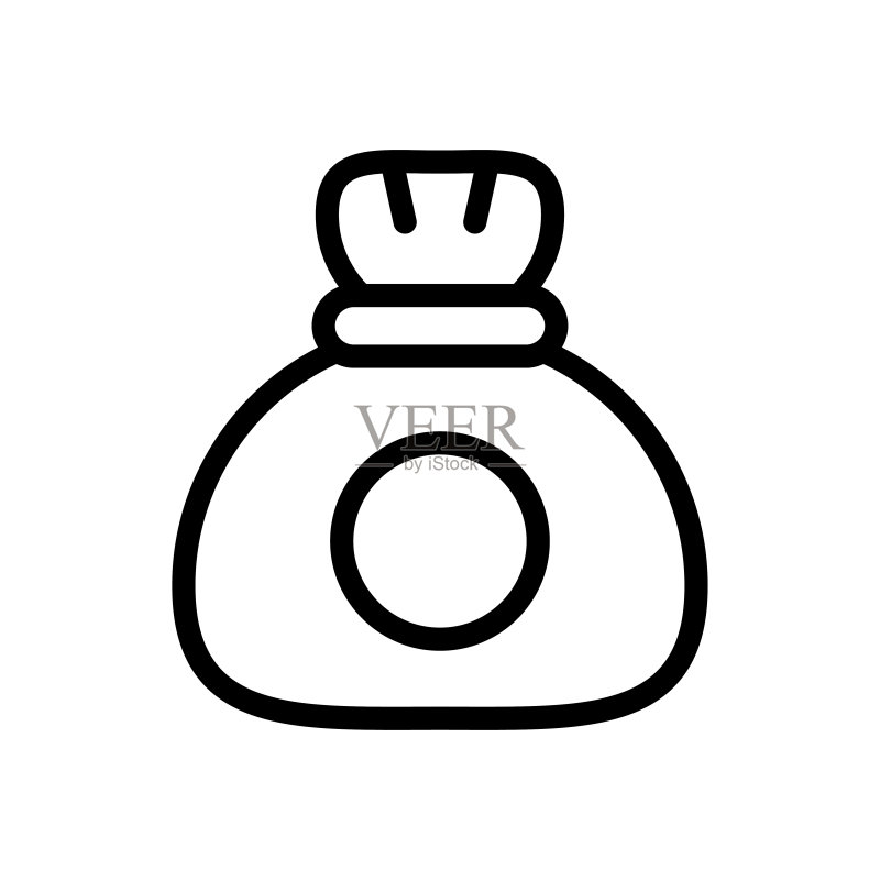 钱袋矢量描边图标,银行金融图标素材