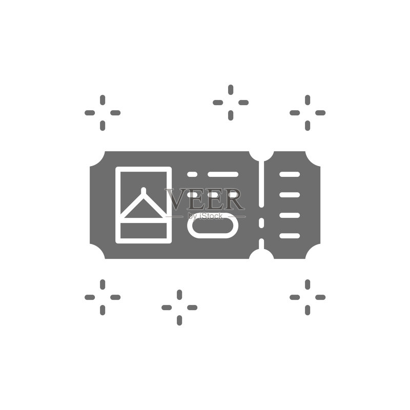 游乐园门票灰色图标,白色背景图标素材