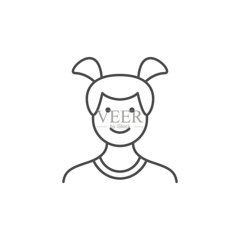 女孩或儿童线条轮廓图标图标素材