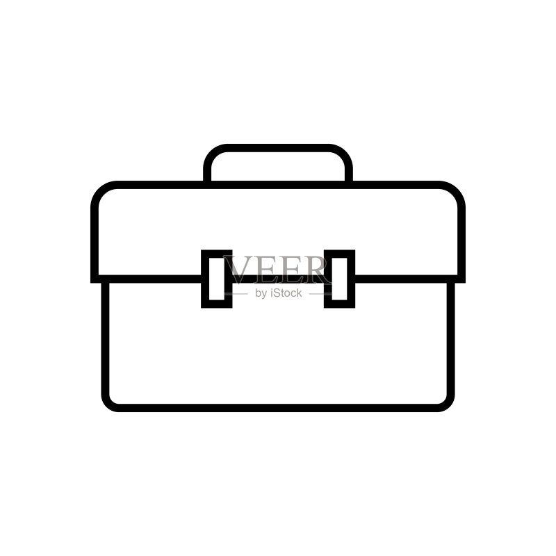 白色背景上的公文包线条图标矢量素材图标素材