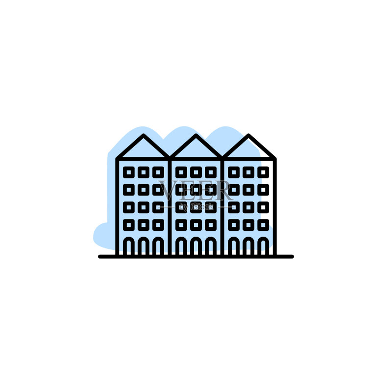建筑图案中的彩色阴影矢量图标图标素材