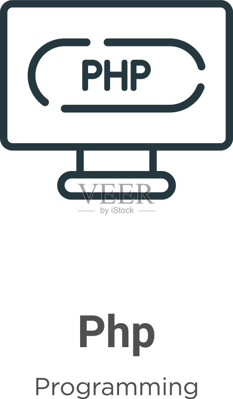 PHP轮廓图标细线黑色PHP扁平图标图标素材