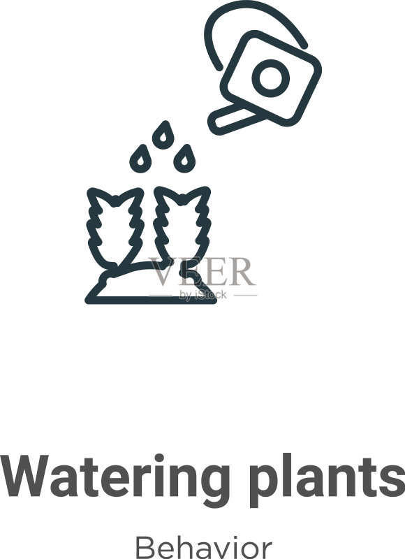 植物浇水轮廓图标黑线图标素材
