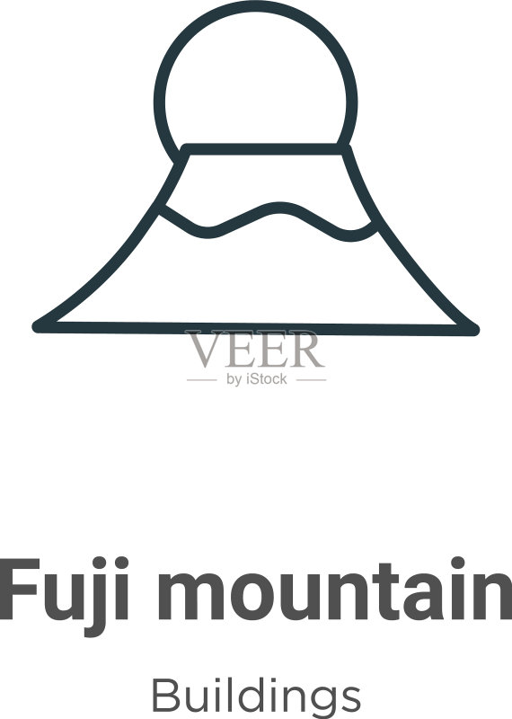 富士山轮廓图标细黑线图标素材