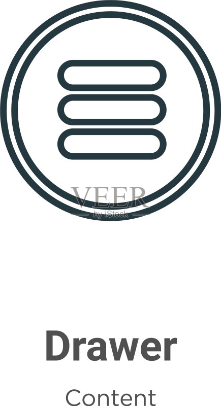 黑色细线抽屉轮廓图标图标素材