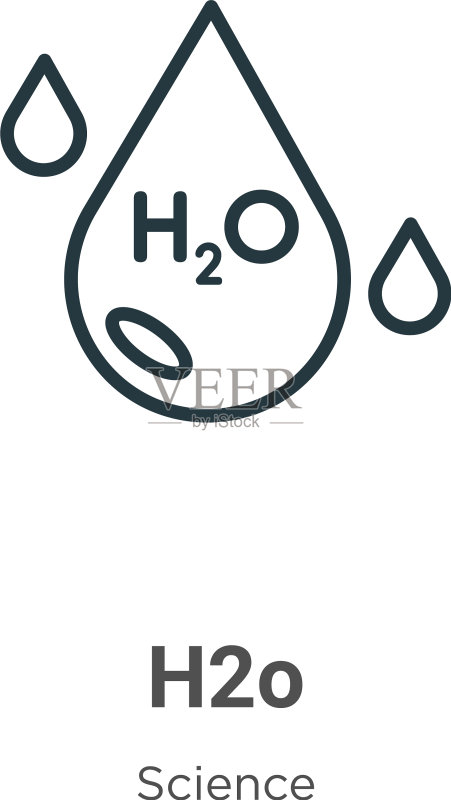 H2O轮廓图标细线黑色扁平风格图标素材
