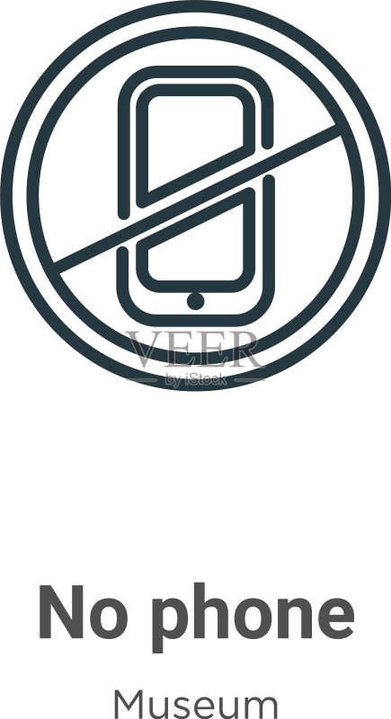 禁止使用手机轮廓图标,黑色细线图标素材