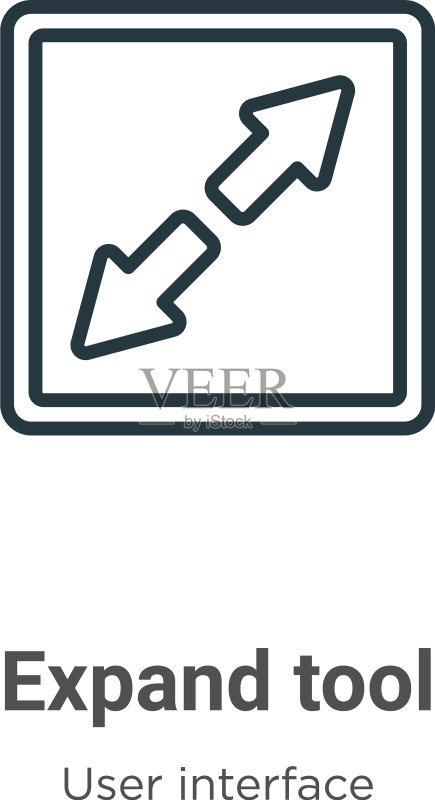 展开工具轮廓图标黑色细线图标素材