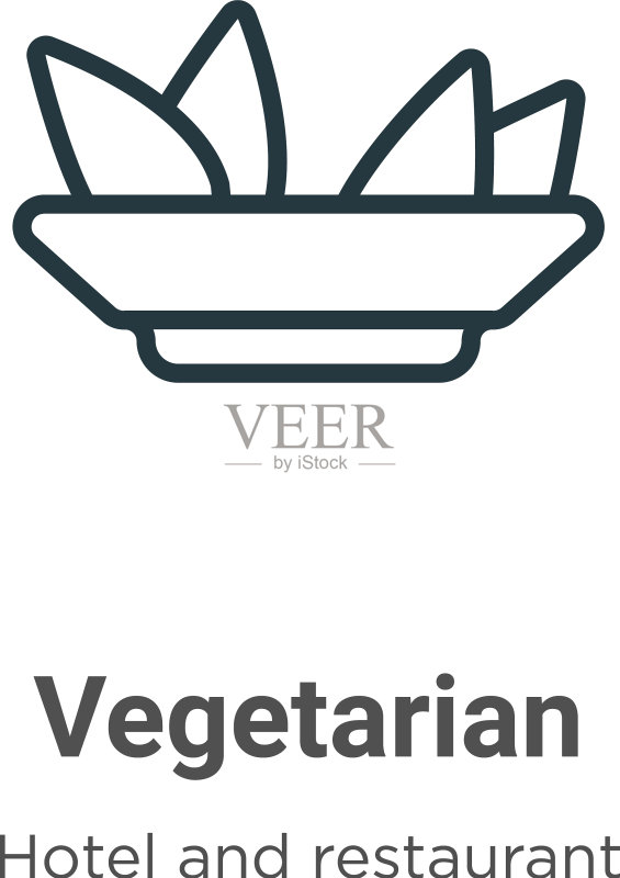 素食轮廓图标细线黑色图标素材