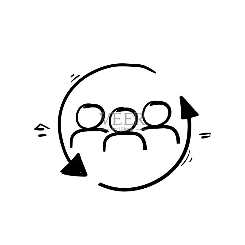 手绘涂鸦人事变动线条图标矢量插画图标素材