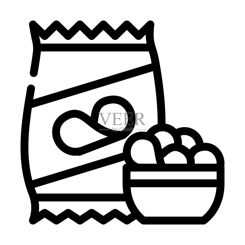 薯片零食线性图标矢量素材图标素材