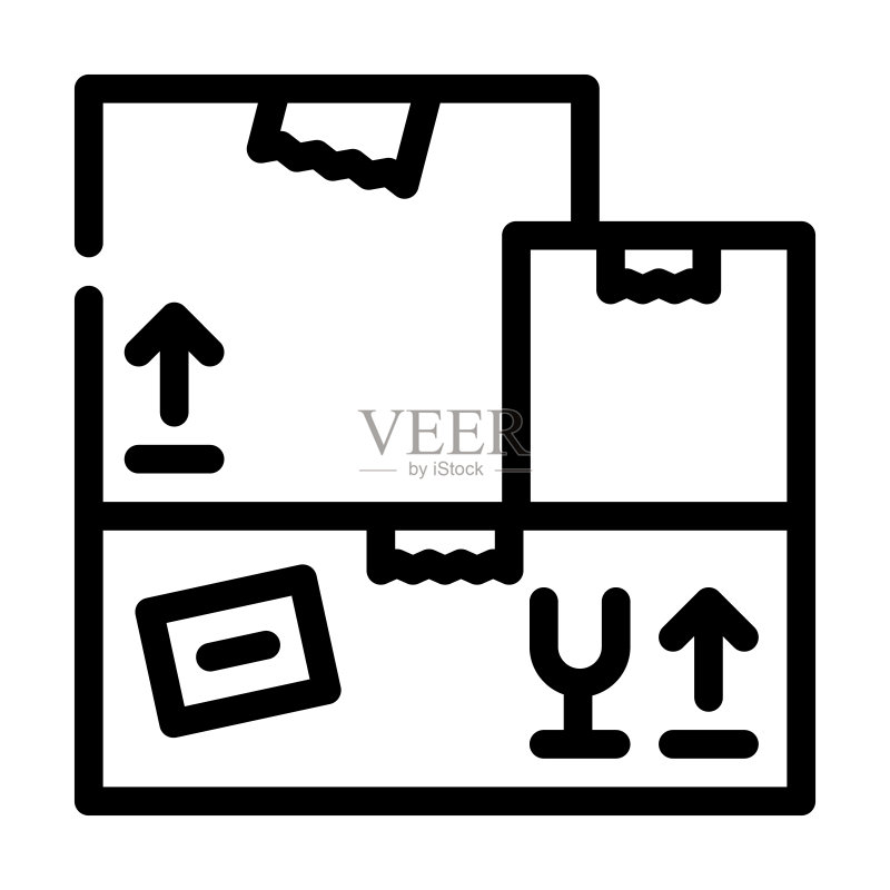 纸箱批发线条图标矢量插画图标素材