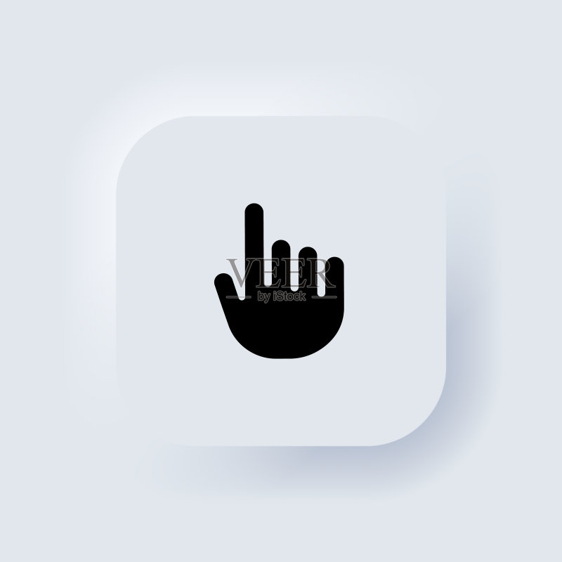手部鼠标光标图标集。电脑指针符号。拟态UI UX白色用户界面网页按钮。矢量EPS 10图标素材