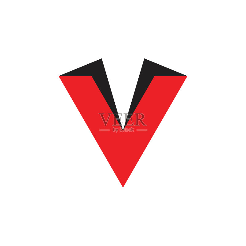 V字母简约几何3D标志图标素材