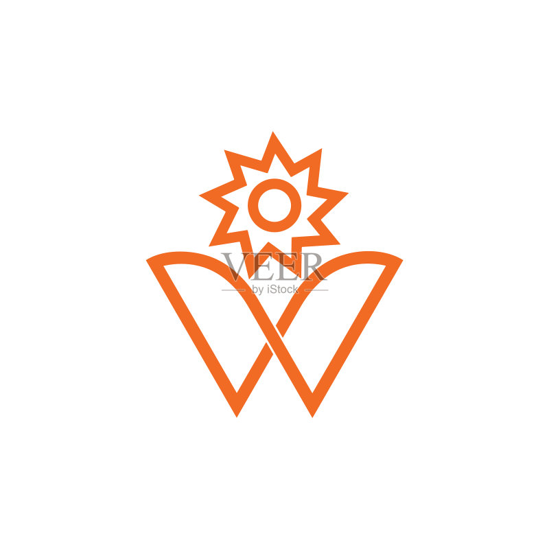 向日葵字母W标志图标素材