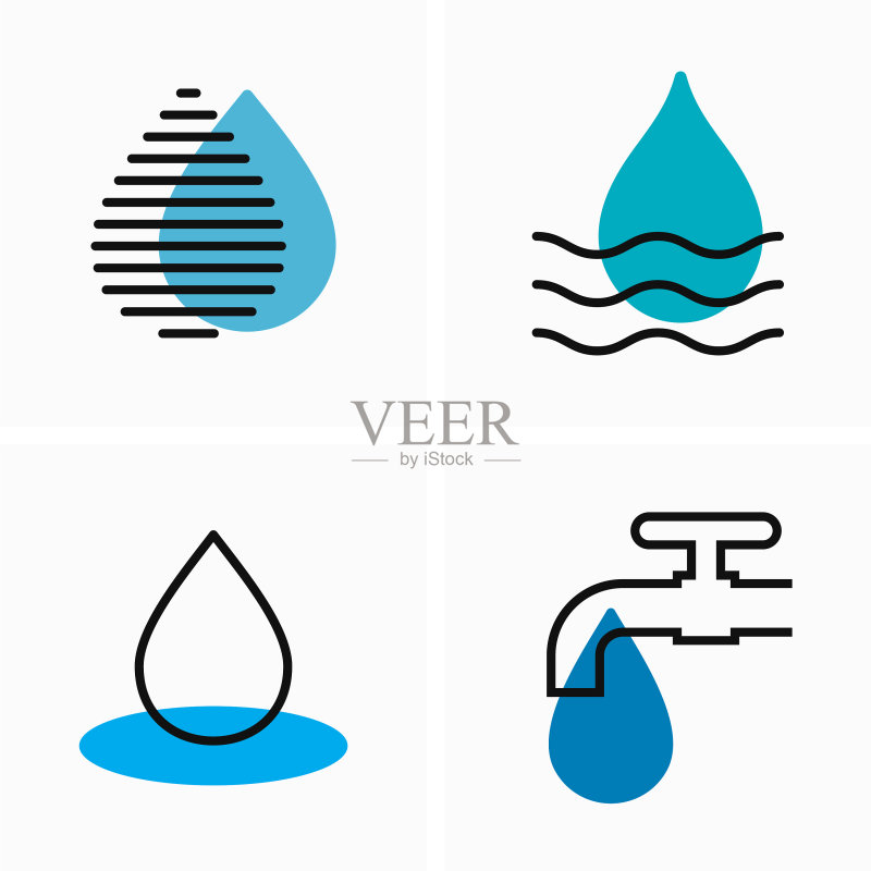 水滴与漏水水龙头造成浪费扁平素材图标素材