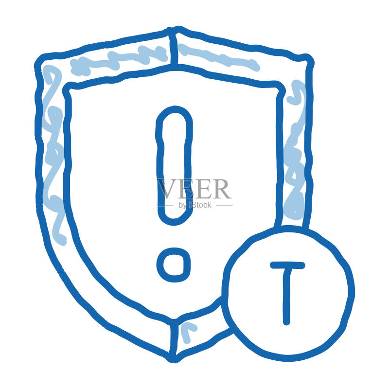 手绘警戒盾牌涂鸦图标插画图标素材