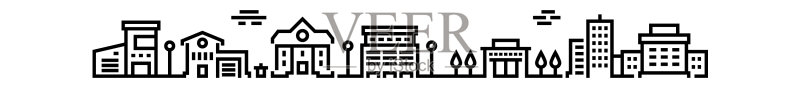 城市轮廓景观极简城市轮廓图图标素材